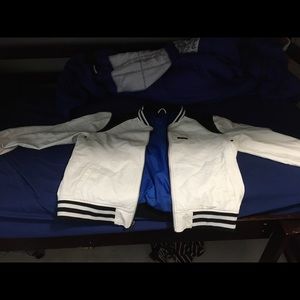 Memebers only large white leather jacket